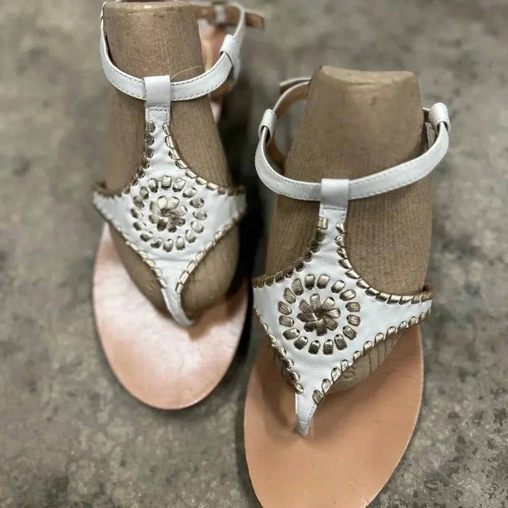 Jack Roger’s Elise Sandal Women’s 8.5‎ White/Platinum Stacked Heel